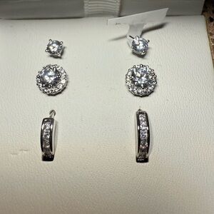 Dazzling Silver Crystal Earring Set